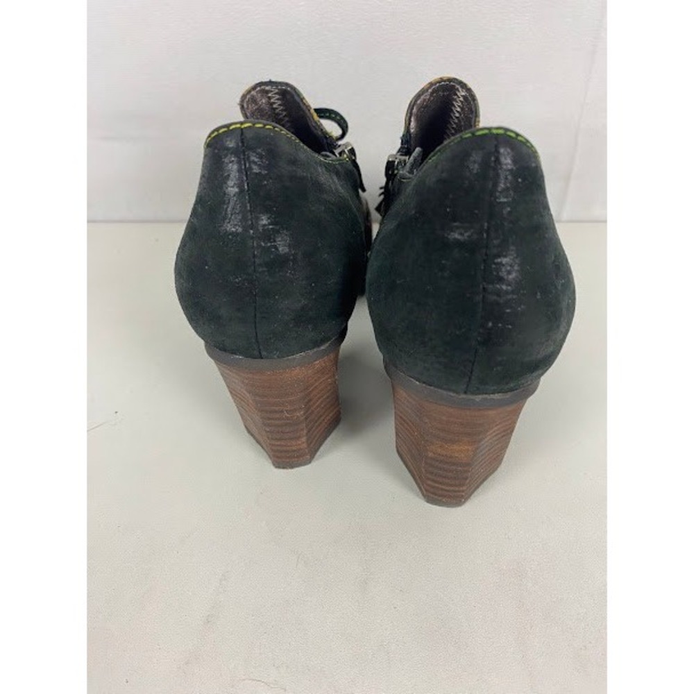 L'Artiste Spring Step Studalena Black Floral Leather Tassel Booties Size 40 - Picture 4 of 9